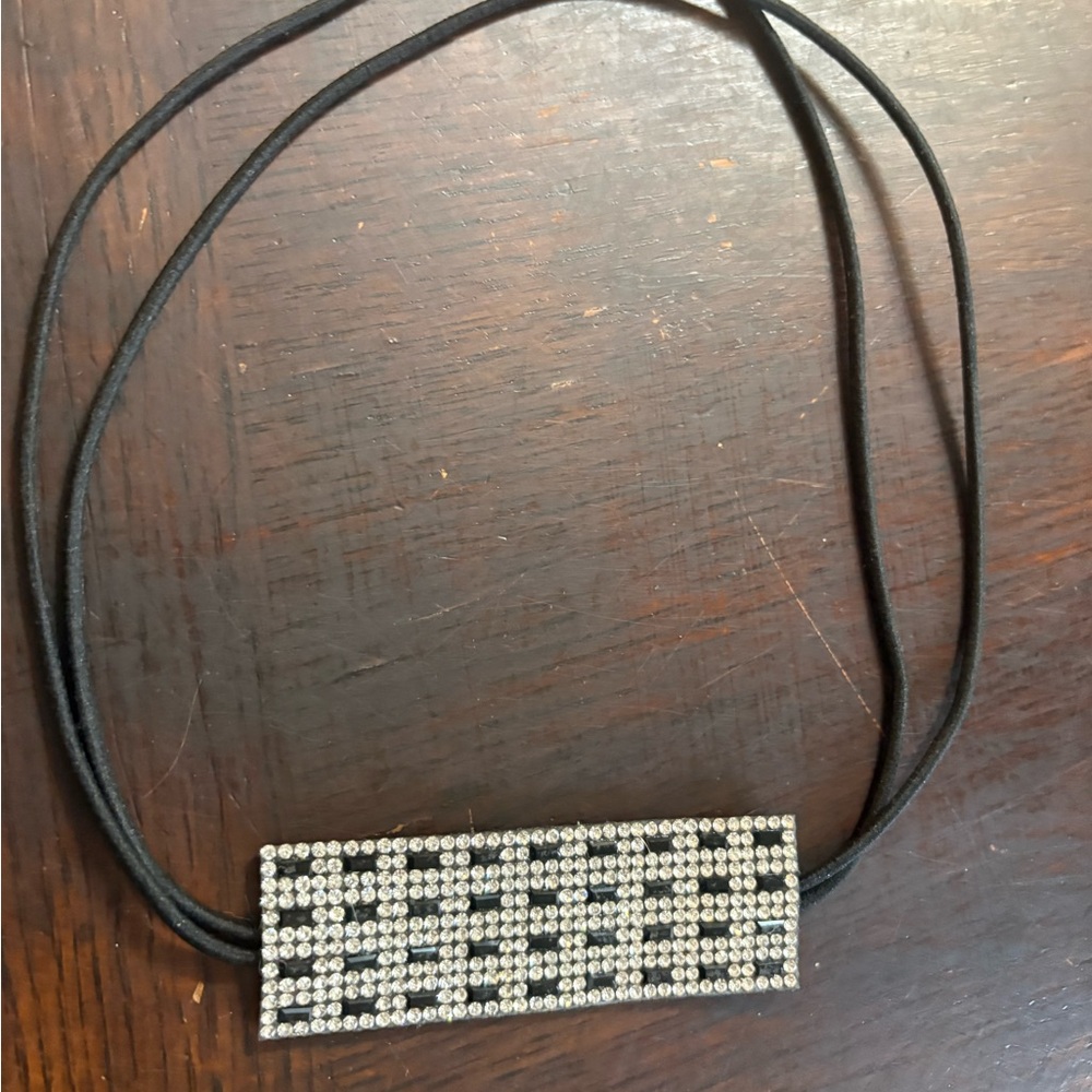 Black and Silver Rhinestone Choker Necklace or cowboy hat trim or head band.
